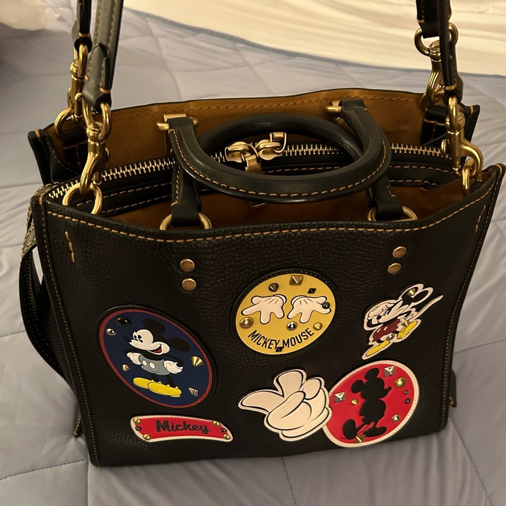 Coach Black Satchel with Disney Patches